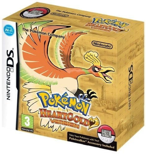 Nintendo DS Pokémon HeartGold Version met Pokéwalker, grote doos voorkant met Ho-Oh, tweedehands