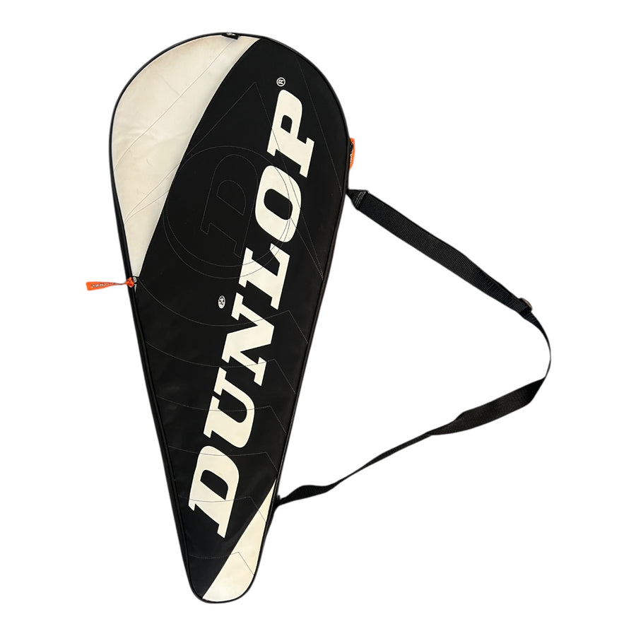 Dunlop rackethoes voor Aerogel tennisracket met schouderriem, zwart met wit, vooraanzicht, tweedehands