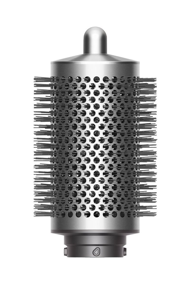 Dyson Airwrap grote ronde volumeborstel, zilver, opzetstuk rechtop van voren, tweedehands