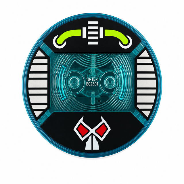 LEGO Dimensions Bane losse toy tag uit set 71240, ronde tag met Bane-masker en groene slangen
