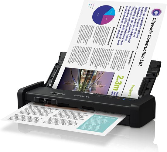Epson WorkForce DS-310 documentscanner, zwart, met papier