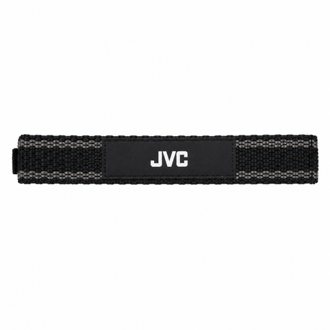 JVC camera neck strap 2cm, zwart, geweven riem met grijze rand en JVC-logo