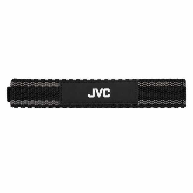 JVC camera neck strap 2cm, zwart, geweven riem met grijze rand en JVC-logo