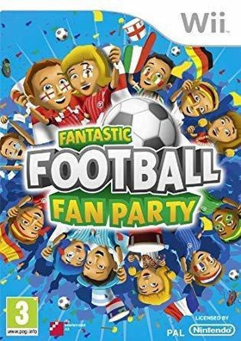 Nintendo Wii Fantastic Football Fan Party van dtp entertainment, doos voorkant met voetbalfans, tweedehands