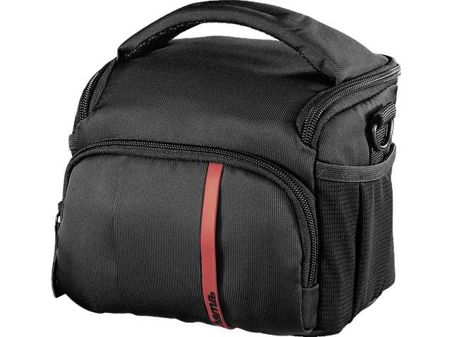 Hama Nashville 110 cameratas voor spiegelreflexcamera, zwart met rode bies, gesloten tas met handvat, tweedehands