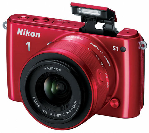 Nikon-1 J1 Systeemcamera + NIKKOR 10-30mm f/3.5-5.6 VR Lens - Rood-tweedehands