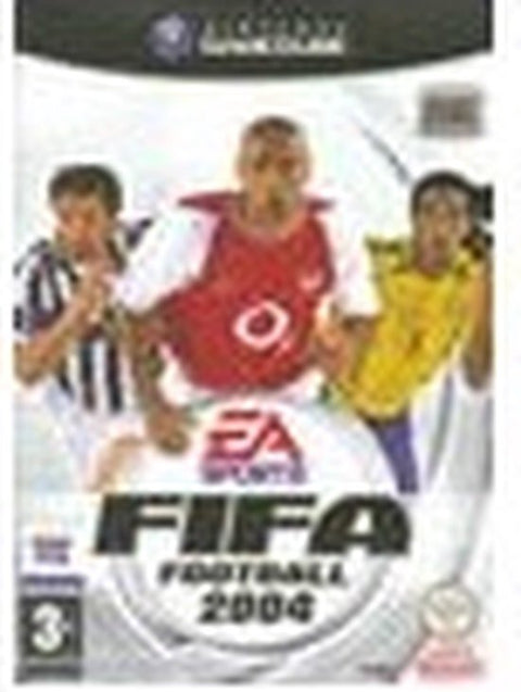Nintendo GameCube FIFA Football 2004 van EA Sports, PAL-doos voorkant met drie voetballers, tweedehands