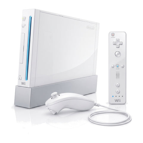 Nintendo Wii console, wit, met Wii-afstandsbediening en nunchuk, tweedehands