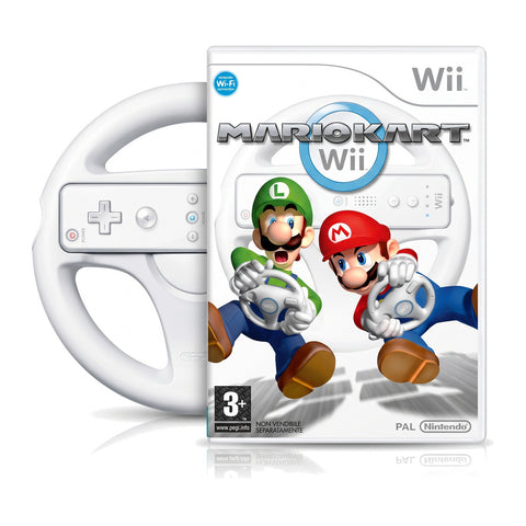 Nintendo Wii Mario Kart met Wii Wheel-stuur, doos en stuurwiel, tweedehands