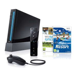 Wii Console - Zwart + Wii Sports + Wii Sports Resort bundel