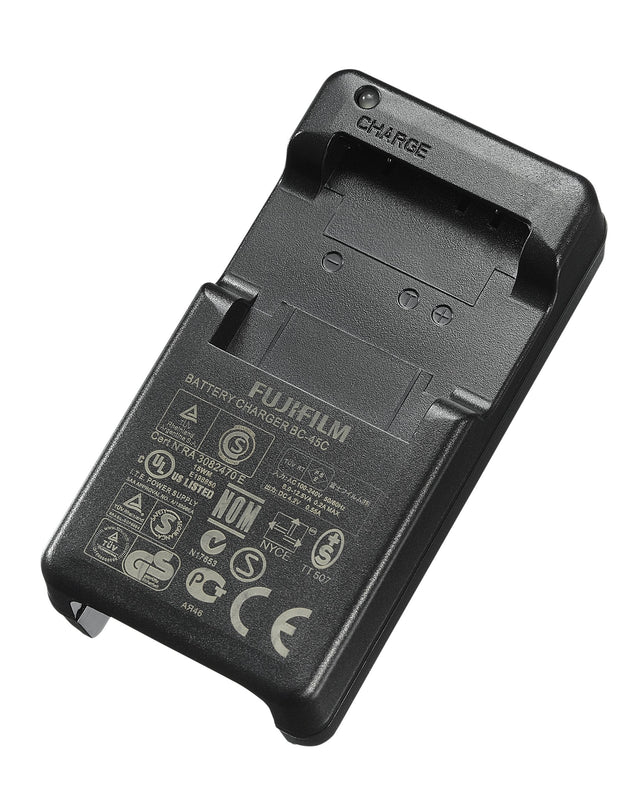 Fujifilm BC-45C acculader voor NP-45 en NP-45A, zwart, lader van achteren met typelabel en opschrift Charge, tweedehands