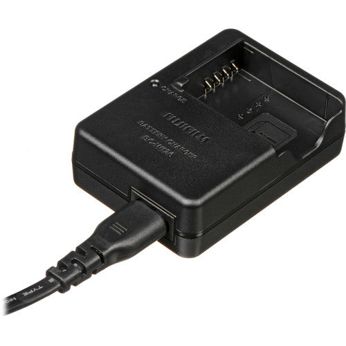 Fujifilm BC-W126 acculader voor NP-W126, zwart, lader met stroomkabel schuin van voren, tweedehands