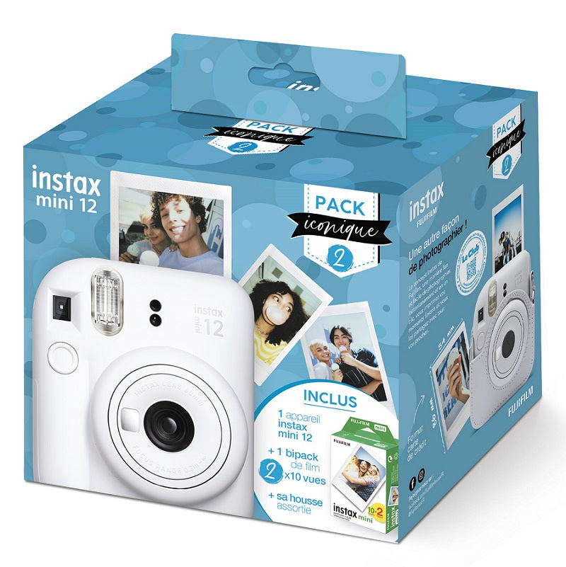 Fujifilm-Instax Mini 12 Instant Camera + 20x Film + Case - Wit (Nieuw)