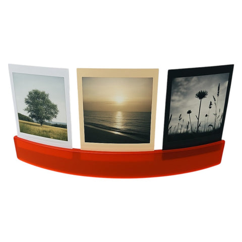 Fujifilm Instax Mini acryl fotohouder voor bureau, rood, met drie voorbeeldfoto's