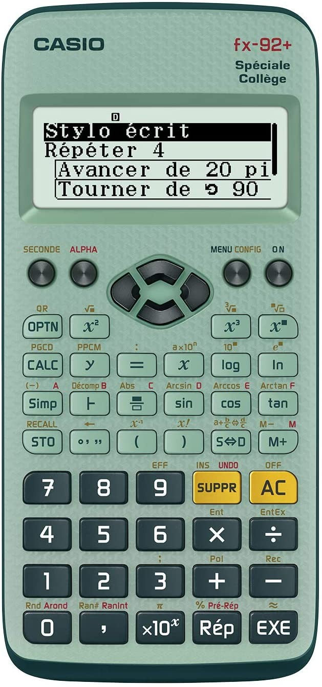 Casio fx-92+ Spéciale Collège wetenschappelijke rekenmachine, groen, voorkant