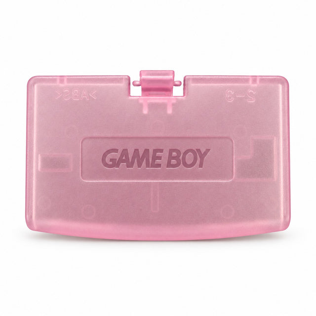 Nintendo Game Boy Advance batterijklepje, transparant lichtroze, origineel, buitenkant met Game Boy-logo, nieuw