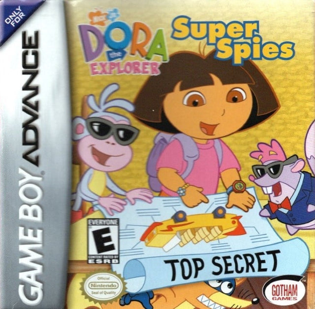 Nintendo Game Boy Advance Dora the Explorer Super Spies, doos voorkant, Amerikaanse ESRB-uitgave, tweedehands