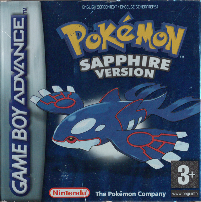 Nintendo Game Boy Advance Pokémon Sapphire Version, doos voorkant, tweedehands