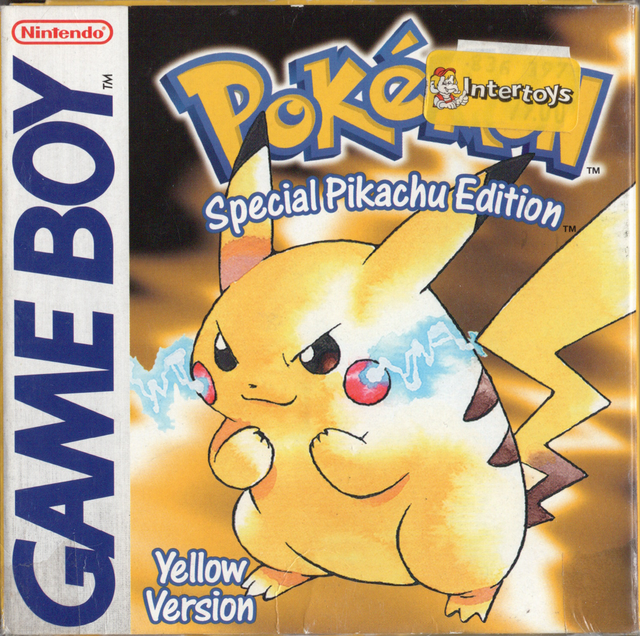 Nintendo Game Boy Pokémon Yellow Version Special Pikachu Edition, doos voorkant met Intertoys-sticker, tweedehands