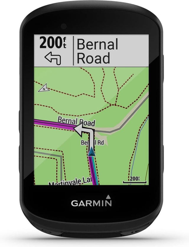 Garmin Edge 530 GPS fietscomputer, zwart, voorkant met routekaart op het scherm
