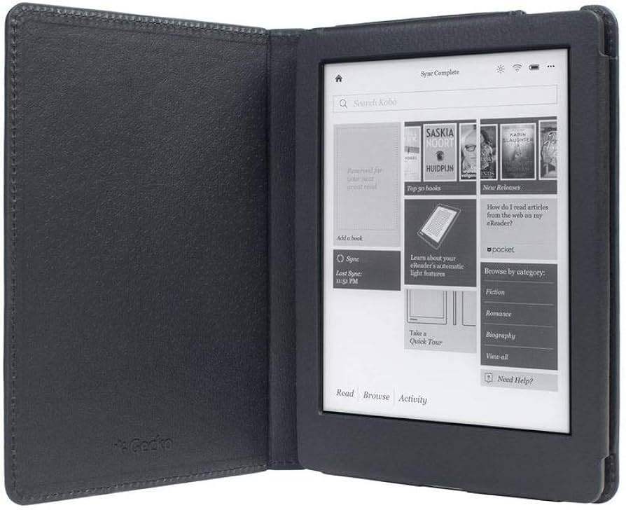 Gecko-Covers Leren Case voor Kobo Aura Edition 2 E-Reader - Zwart Tweedehands