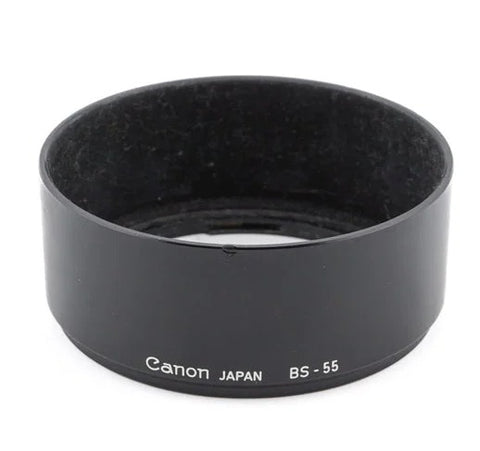Canon BS-55 zonnekap, zwarte ronde zonnekap met opdruk Canon Japan BS-55