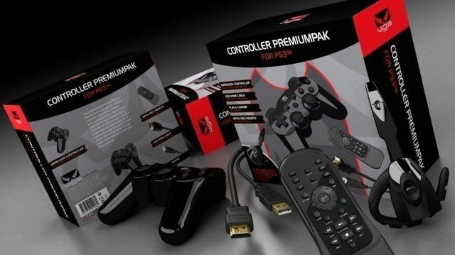 Gioteck Controller Premiumpak voor PlayStation 3, dozen met controller, HDMI-kabel, headset en afstandsbediening