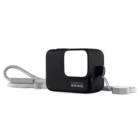 GoPro sleeve en lanyard voor HERO5, HERO6 en HERO, zwarte siliconen hoes met grijs koord, tweedehands