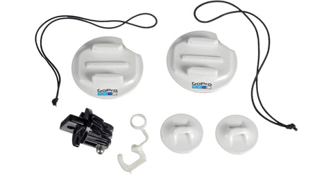 GoPro Surfboard Mounts, twee witte plakbevestigingen met koordjes, extra plakvoeten en snelsluiting