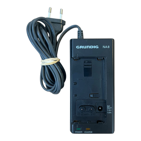 Grundig NA8-1 adapter voor BP8-1, zwarte netadapter met opschrift Grundig NA8 en netsnoer, tweedehands