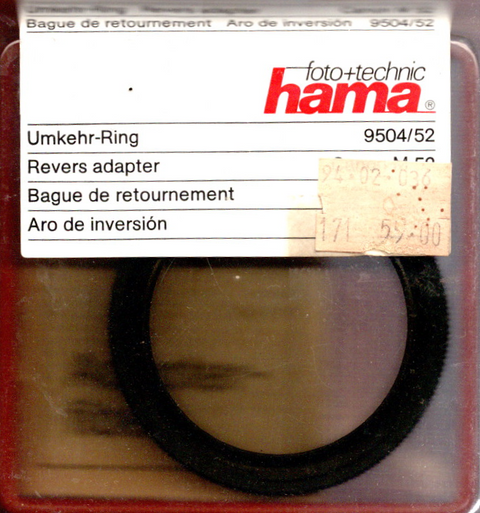 Hama-Revers Adapter / Omkeerring 52 mm voor Canon FD (Nieuw)