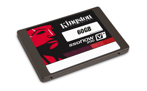 Kingston SSDNow V+200 60GB SSD, met het Kingston-logo op de bovenkant