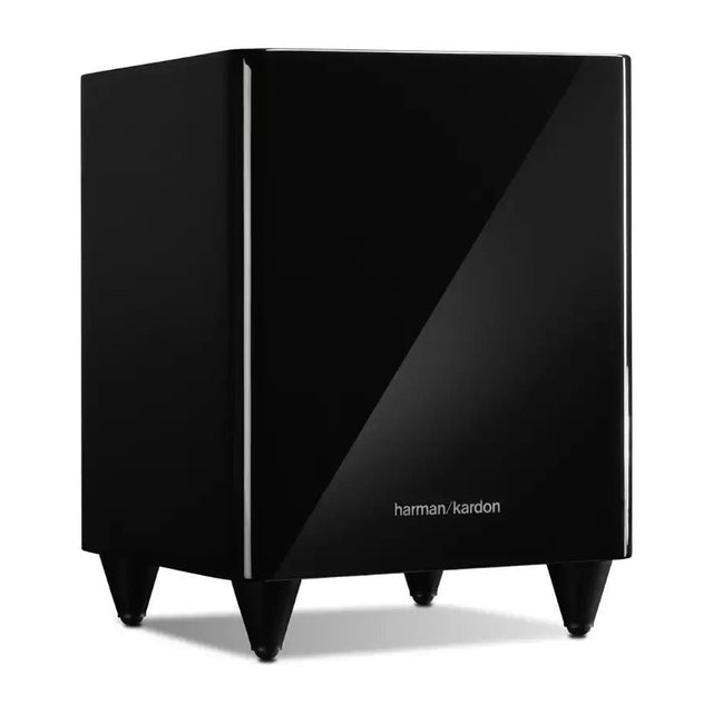 Harman Kardon HKTS 200SUB actieve subwoofer, zwart hoogglans, schuin vooraanzicht