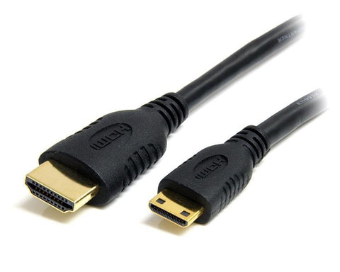 HDMI naar mini-HDMI kabel, zwart, HDMI-stekker en mini-HDMI-stekker naast elkaar