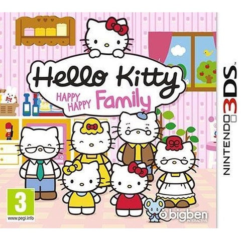 Nintendo 3DS Hello Kitty Happy Happy Family, doos voorkant, tweedehands