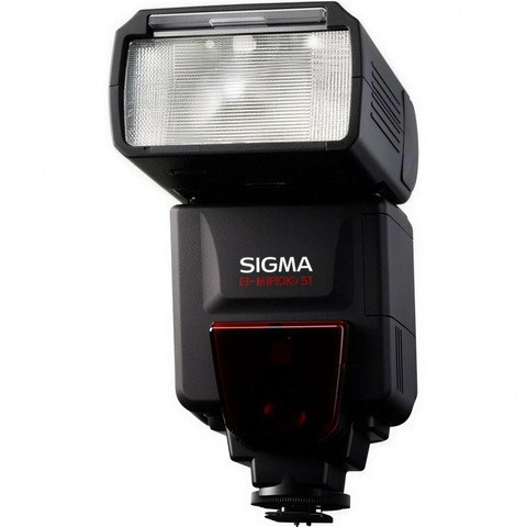 Sigma EF-610 DG ST flitser voor Nikon, zwart, voorkant met rood AF-hulplicht