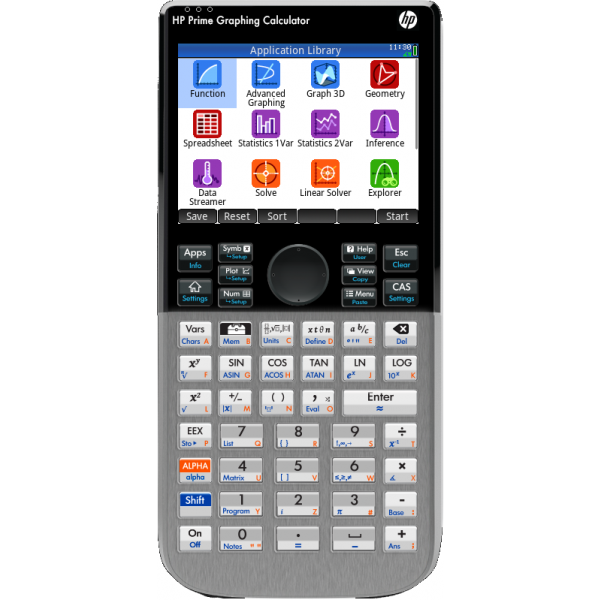 HP Prime G2 grafische rekenmachine, voorkant met kleurenscherm en toetsenbord