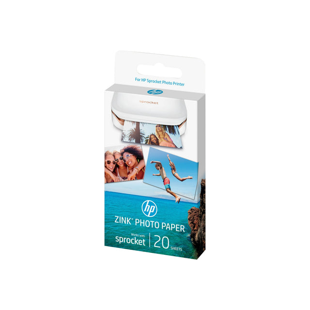 HP ZINK zelfklevend fotopapier 20 vellen voor Sprocket, verpakking voorkant