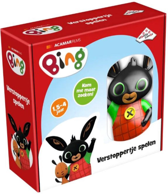 Identity Games Bing Speelt Verstoppertje zoekspel voor kinderen, rode doos voorkant met Bing