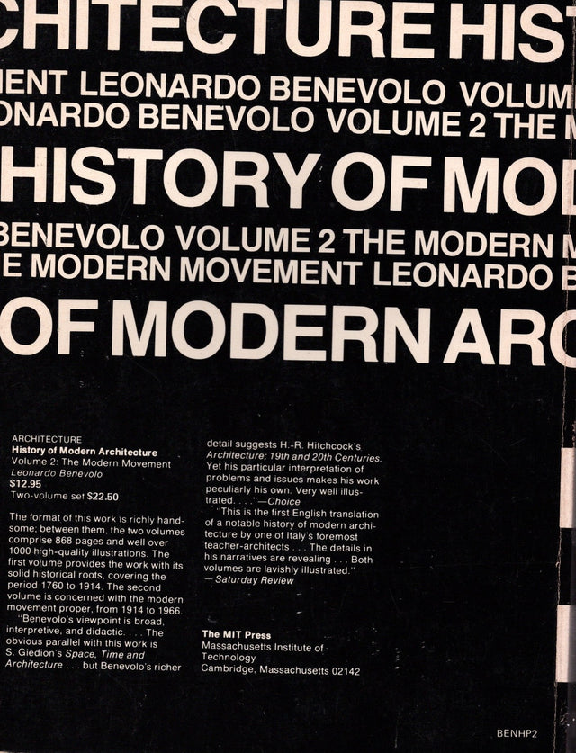 History of Modern Architecture Volume 2, The Modern Movement, Leonardo Benevolo, achterkant met flaptekst, tweedehands