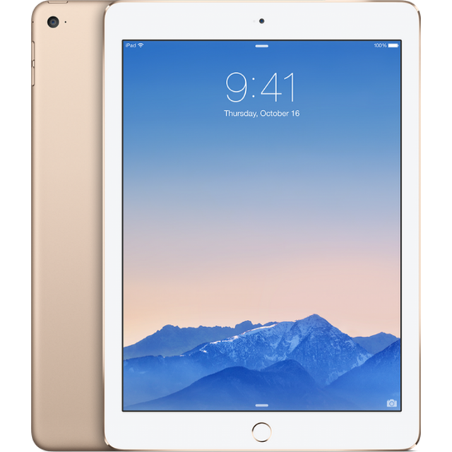 Apple iPad Air 2 Wi-Fi A1566, goud, voorkant met scherm en achterkant met camera