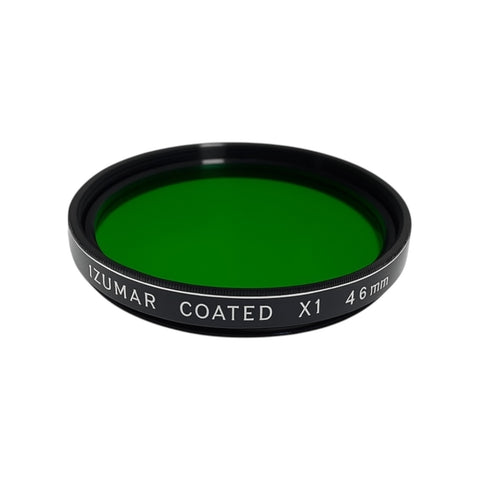 Izumar 46 mm X1 groen coated filter voor zwart-wit contrast, groen filterglas met opdruk Coated X1 46mm