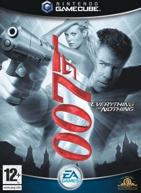 Nintendo GameCube James Bond 007 Everything or Nothing, doos voorkant met Bond en een pistool, tweedehands
