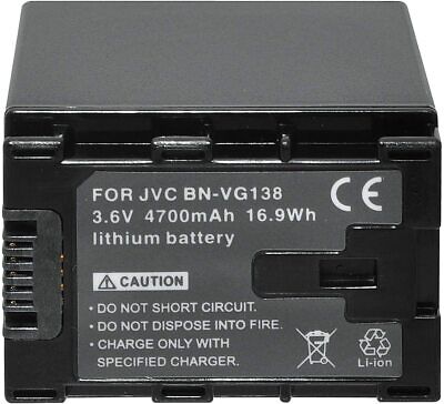 Accu voor JVC BN-VG138E, zwarte lithium battery met opdruk For JVC BN-VG138 4700mAh, tweedehands