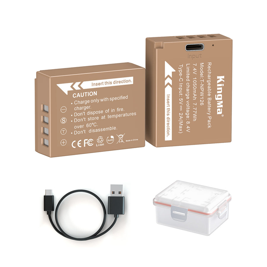 KingMa-Accu voor Fujifilm NP-W126 - 1050mAh met USB-C Poort (Nieuw)