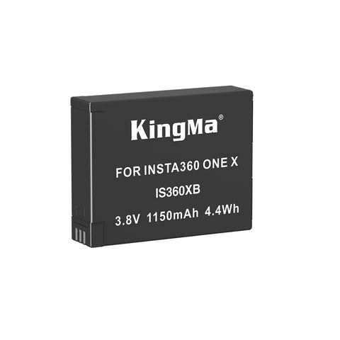KingMa accu voor Insta360 One X 1150mAh, zwart, voorkant met label IS360XB 3.8V 1150mAh 4.4Wh