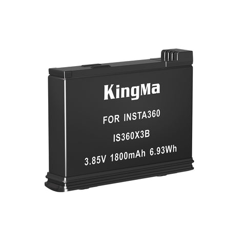 KingMa accu voor Insta360 One X3 1800mAh, zwart, voorkant met label IS360X3B 3.85V 1800mAh 6.93Wh