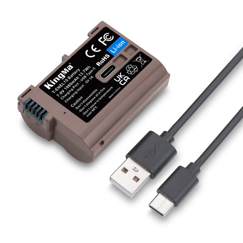 KingMa-Accu voor Nikon EN-EL15 - 1960mAh met USB-C Poort (Nieuw)