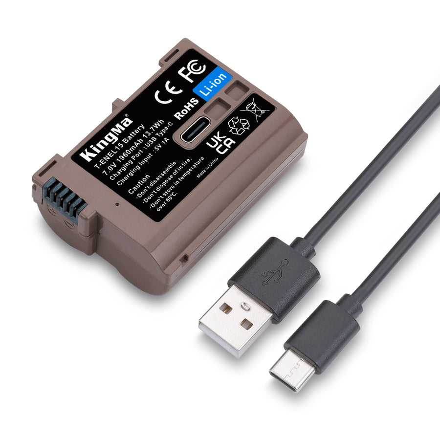 KingMa-Accu voor Nikon EN-EL15 - 1960mAh met USB-C Poort (Nieuw)