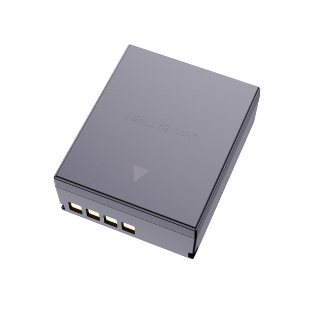 KingMa accu voor Olympus BLH-1 1600mAh, grijs, schuin van de gladde kant met contacten